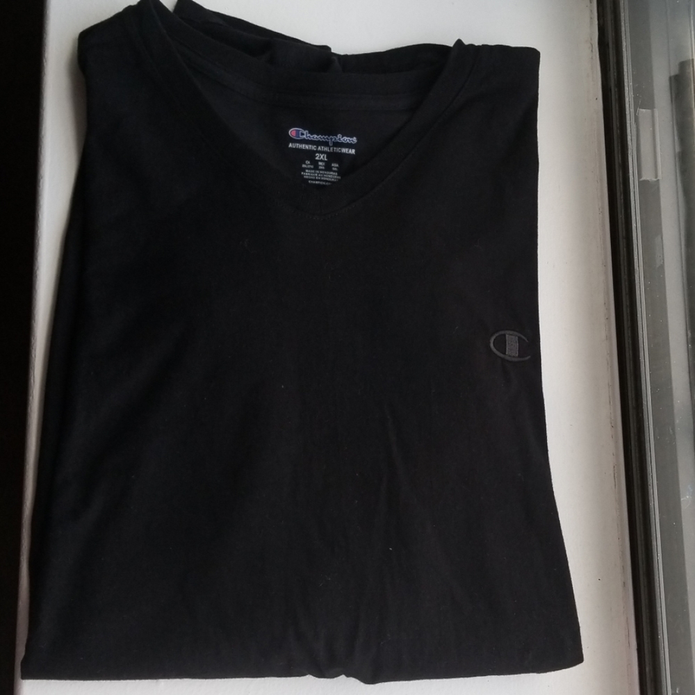 Champion Cotton Blend Graphic Logo Vneck Shirt - Picture 3 of 5